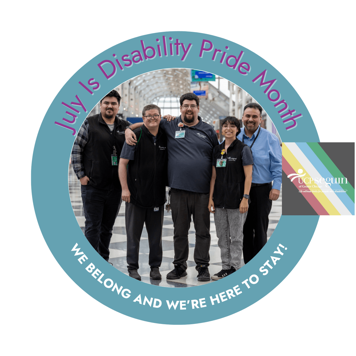 People with disabilities and their staff at Ohare Airport