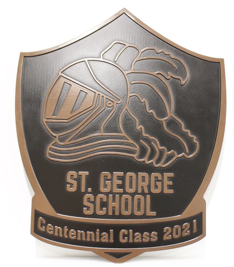 TP-1113 - Carved 2.5-D Raised Outline Relief HDU Plaque of the Seal of St. George School (Centennial Class 2021)