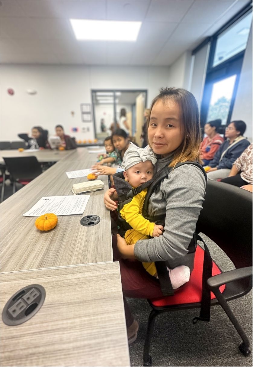 Woman holding a baby