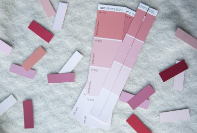 Valentine's Day DIY project cutting color swatches