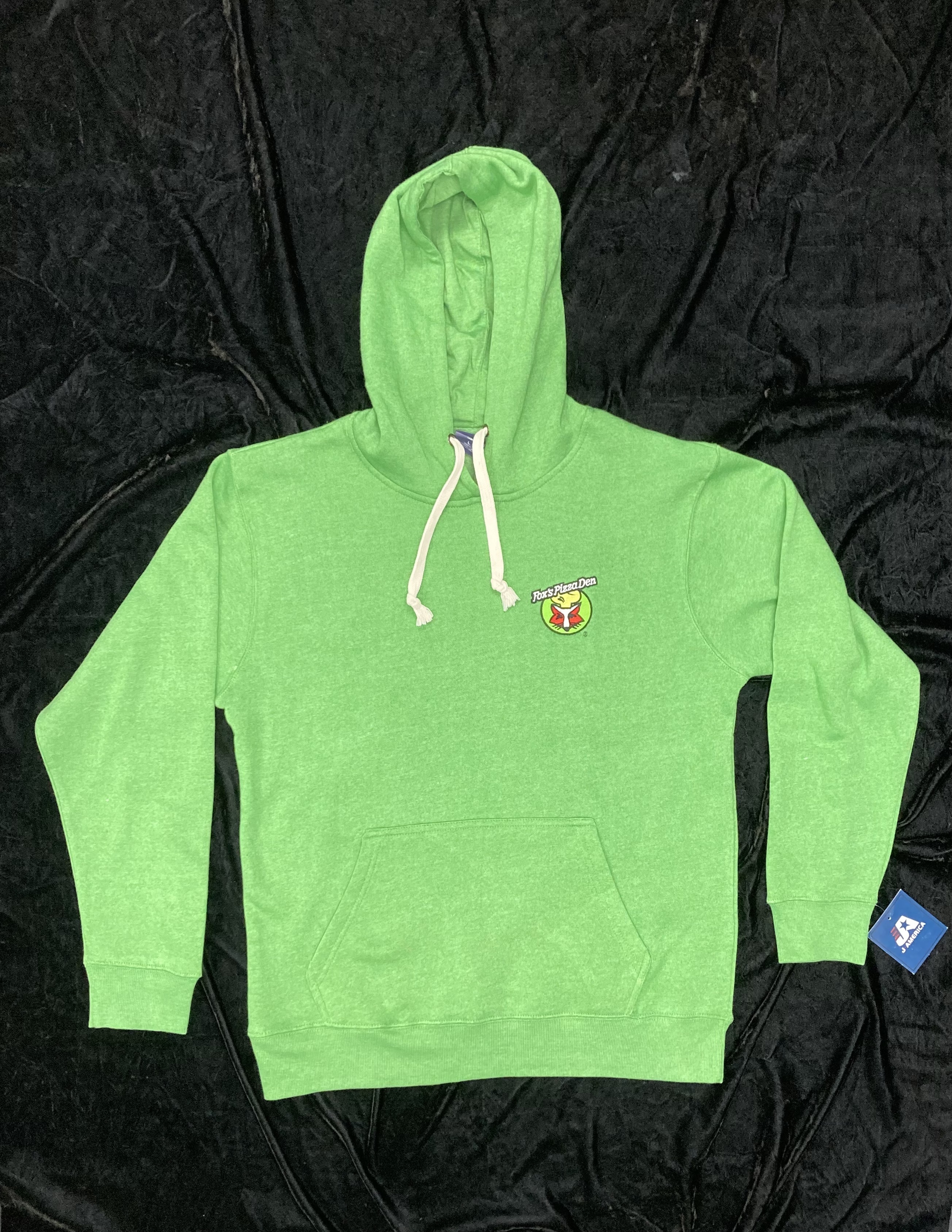 SALE Fox's Logo - Large Green Cotton/Poly Fleece Hooded Sweatshirt