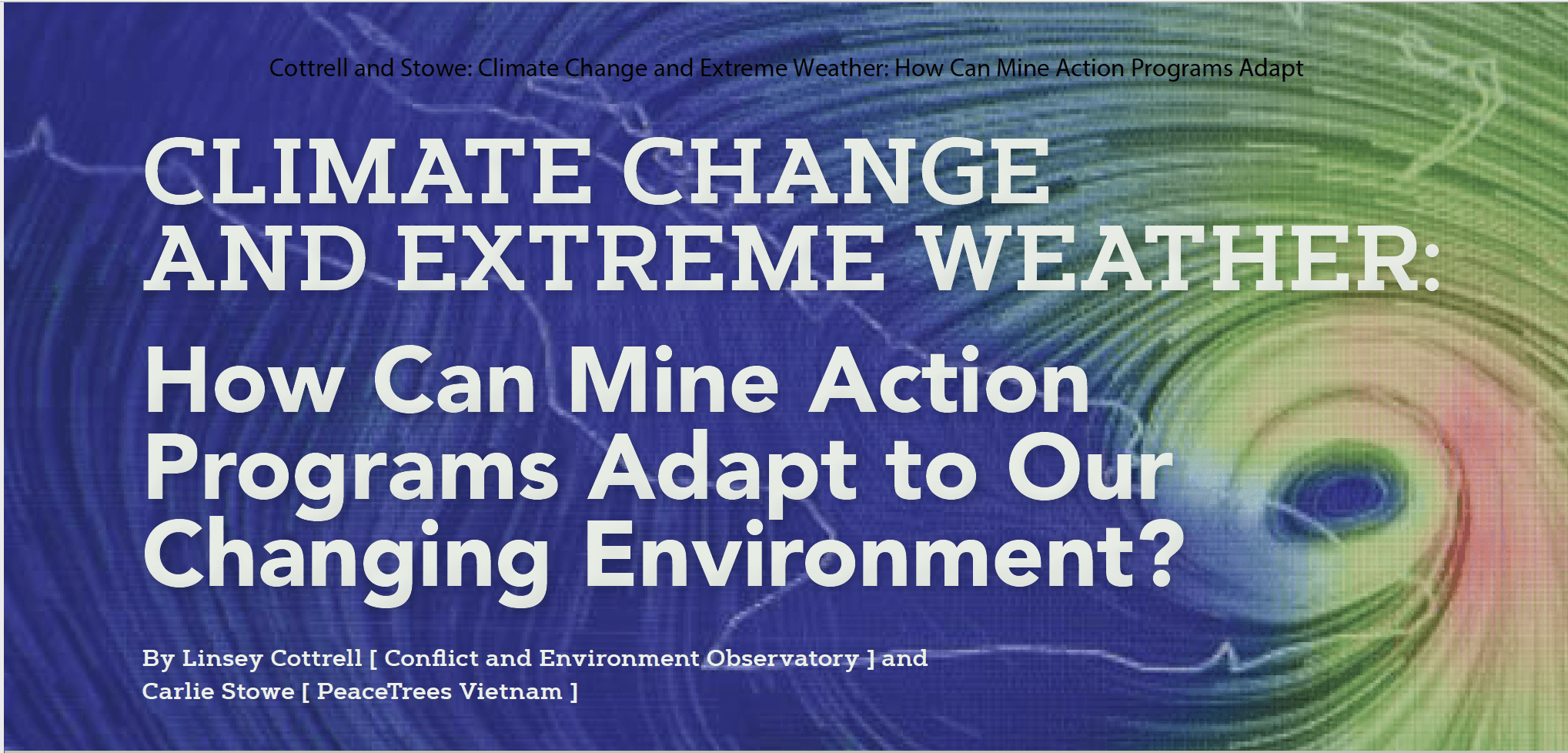 Climate Change and Extreme Weather: How Can Mine Action Programs Adapt to Our Changing Environment?