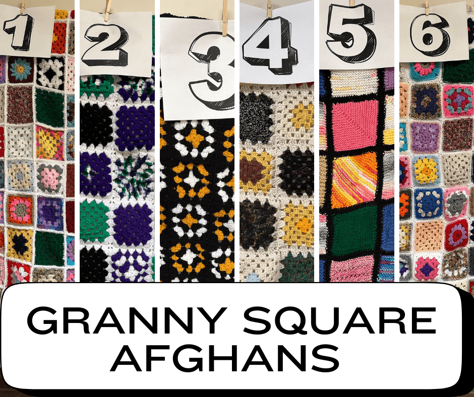 Image contains 6 small slivers of a variety of afghan pictures