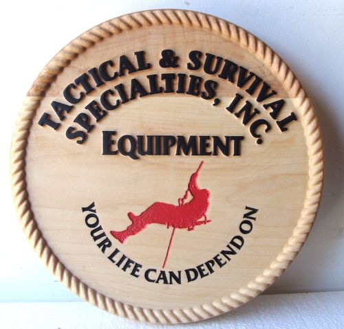 SA28011 - Cedar Wood Sign with Mountain Climber for Climbing and Survival Equipment Supplier