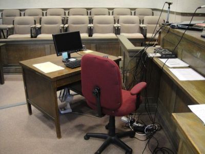 Courtroom court reporter chair.