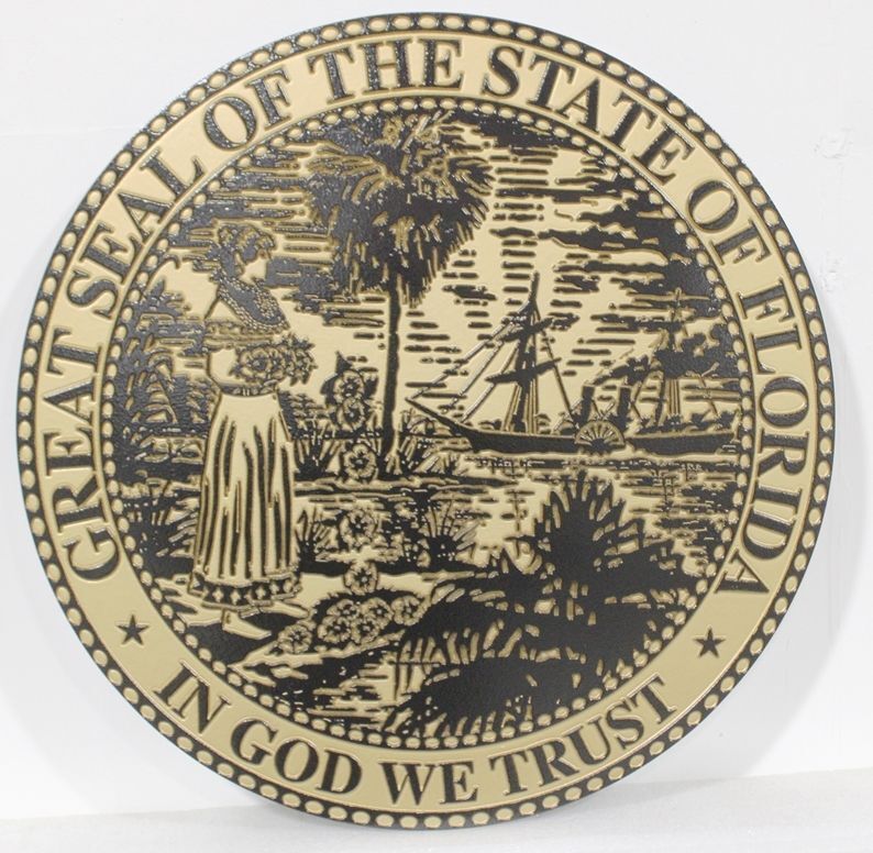 BP-1173  - Engraved  HDU Plaque of the Great Seal of the State of Florida