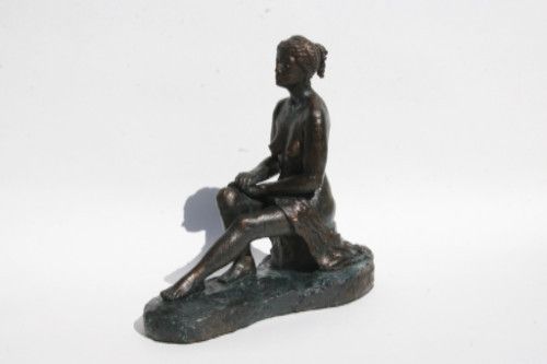 Greek Woman,  Polymer Clay w/Faux Bronze finish,  H 9", L 9.5", W 4.25"