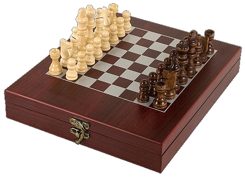 Rosewood Finish Chess Gift Set w/ Wooden Pieces