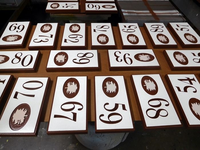 KA20875- Carved Engraved Unit Number Signs for an Apartment  Community