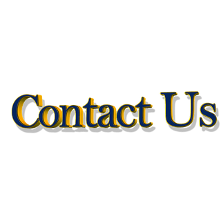 Stylized 'Contact Us' text in yellow and blue with shadow effect.