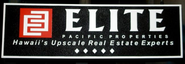VP-1200 - Carved Wall Plaque of the Logo of Elite Pacific Properties, Artist Painted