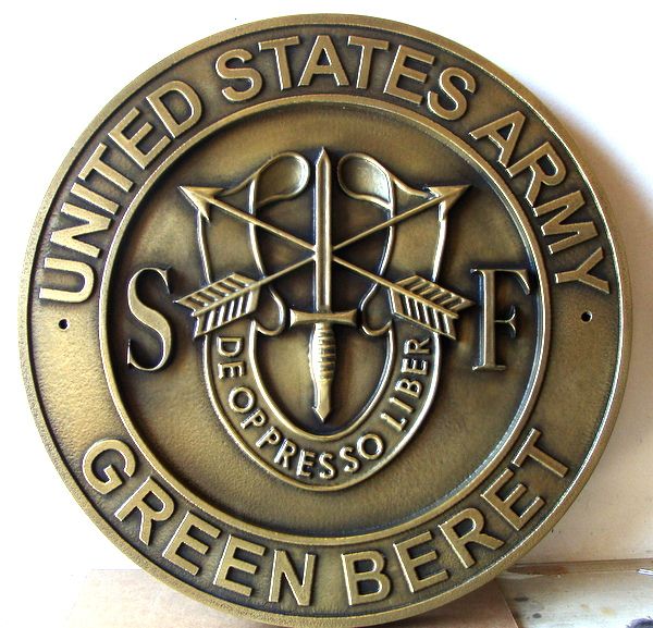M7144- Brass Wall Plaque for a US Army Green Beret