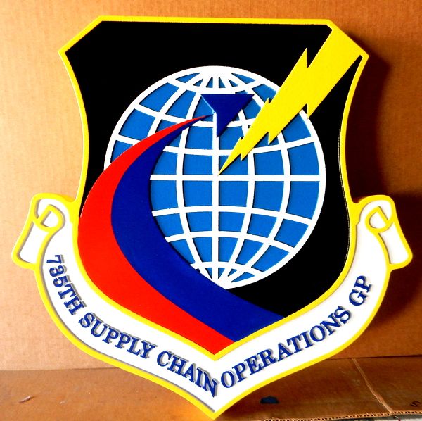 V31641 – Carved 2.5-D Wall Plaque of the Shield Crest of the US Air Force 755th Supply Chain Operations Command
