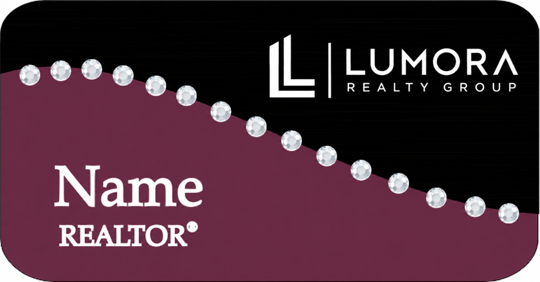 Lumora Two Tone Swirl bling name badge