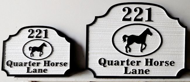 P25201 - Small and Large HDU Signs for Quarter Horse Lane with Central Image of Quarter Horse