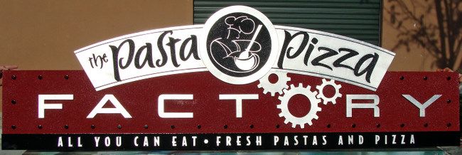 M5100 - Pasta Pizza Restaurant Sign "Fresh Pastas and Pizza" with Carving of Chef