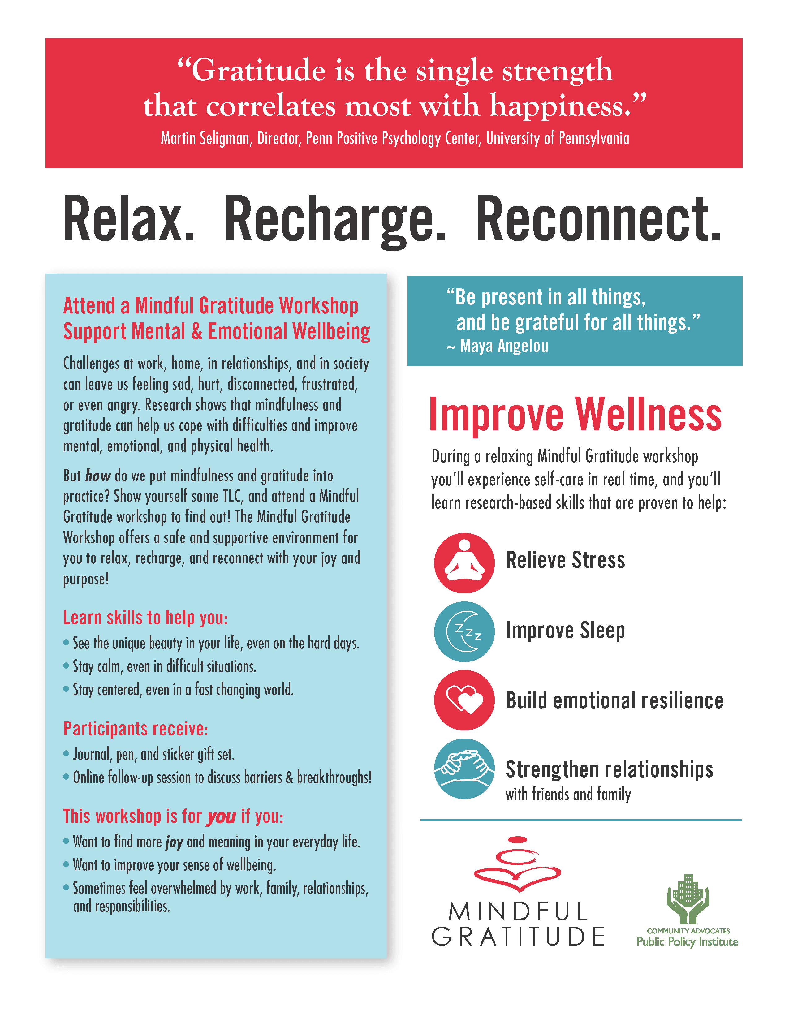 mindful gratitude workshop flyer