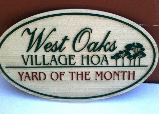 KA20903 - West Village Yard of Month Sign with Trees