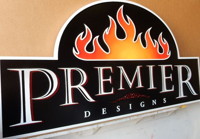 S28079A - Unique Sign for Design Studio with Fire or Flame Logo