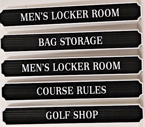 E14211 - Carved HDU Signs for Men's Locker Room, Bag Storage, Course Rules, and Golf Shop