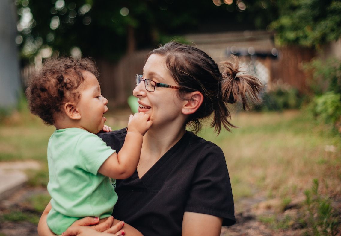 Mother and son sharing a laugh