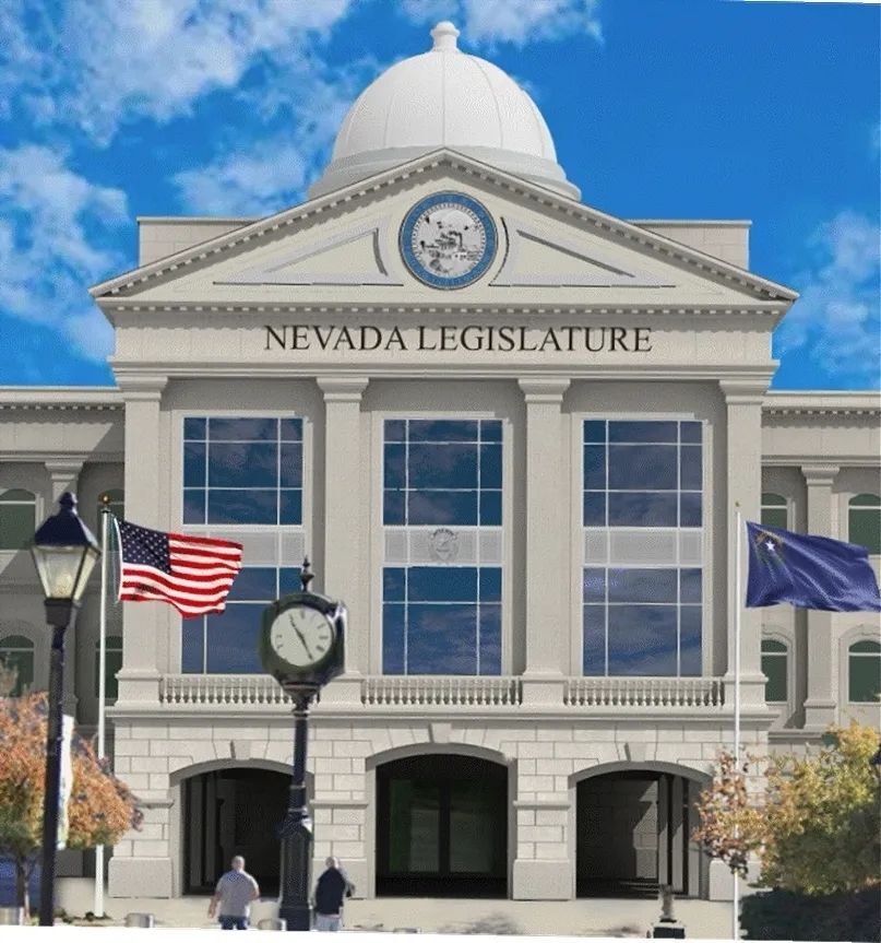 TA1036 -  10 ft diameter wall plaque mounted high on the  Nevada State Legislature building