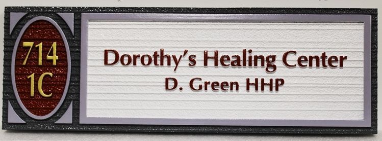 B11171 - Carved  and Sandblasted Wood Grain HDU  Sign for Dorothy's Healing Center 