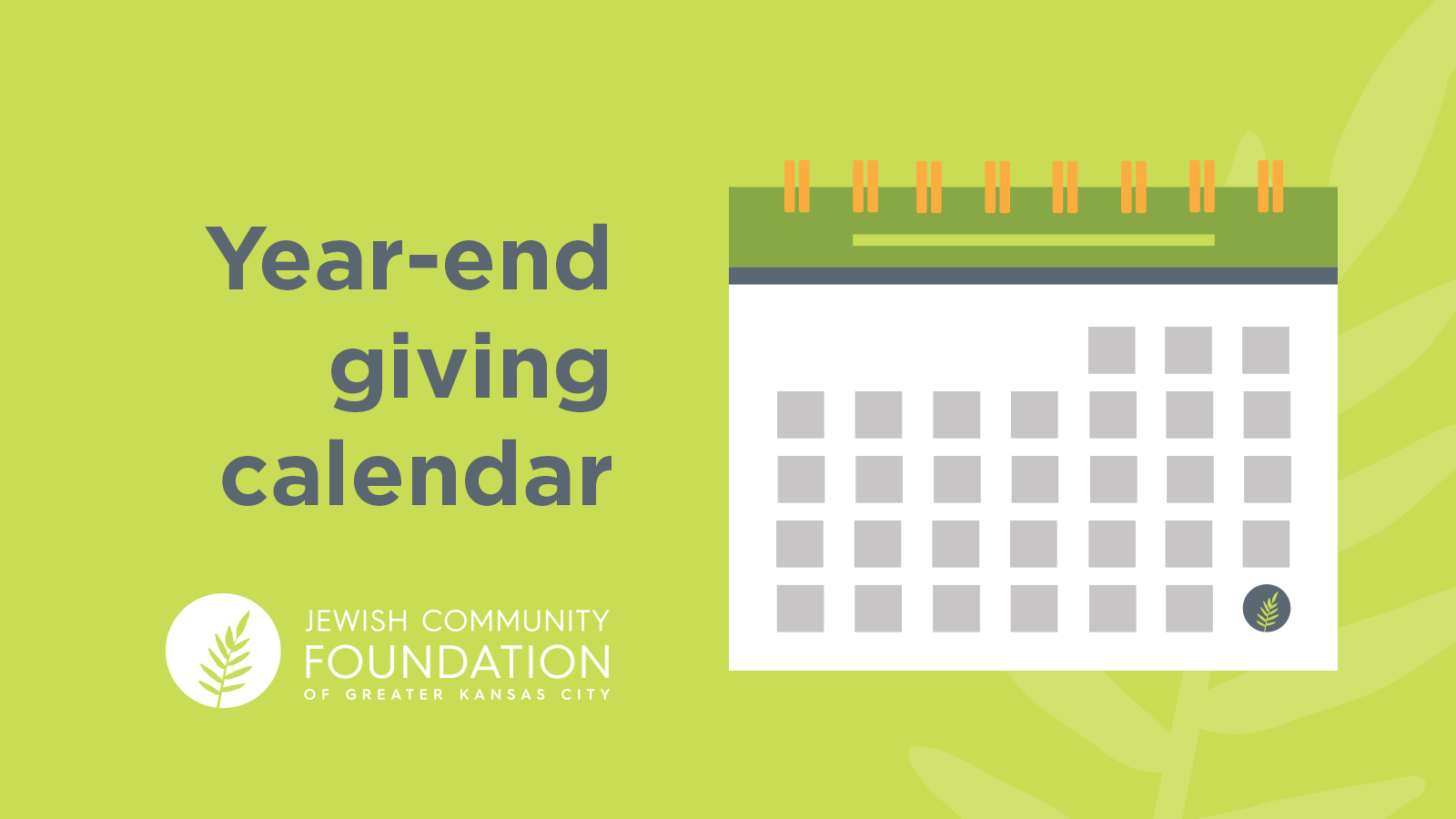 Jewish Community Foundation 2021 Yearend Giving Calendar