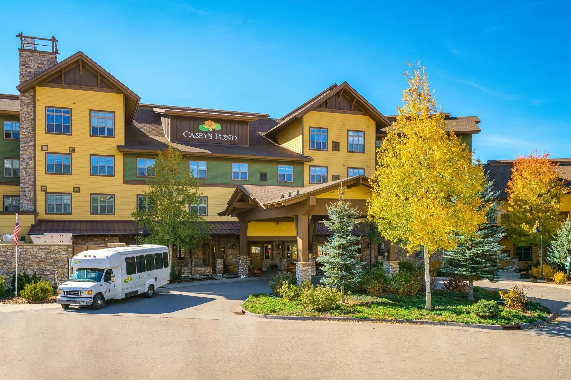 Exterior building Casey's Pond Senior Living community in Steamboat Springs, CO 