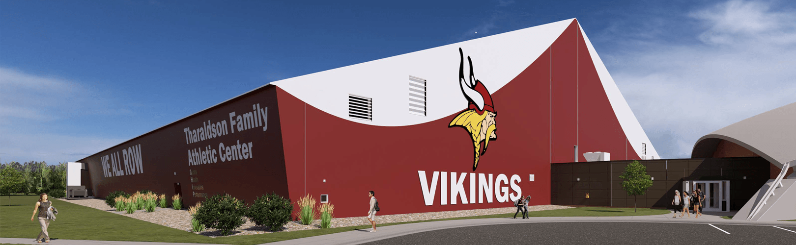 Rendering of the exterior of the Tharaldson Family Athletic Center
