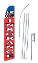 Low Cost Insurance Red Swooper/Feather Flag + Pole + Ground Spike