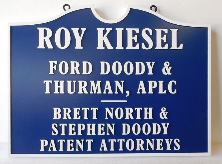 A10421 - Carved, High Density Urethane Sign for A Professional Law Corporartion (APLC) and A Patent Attorney Office