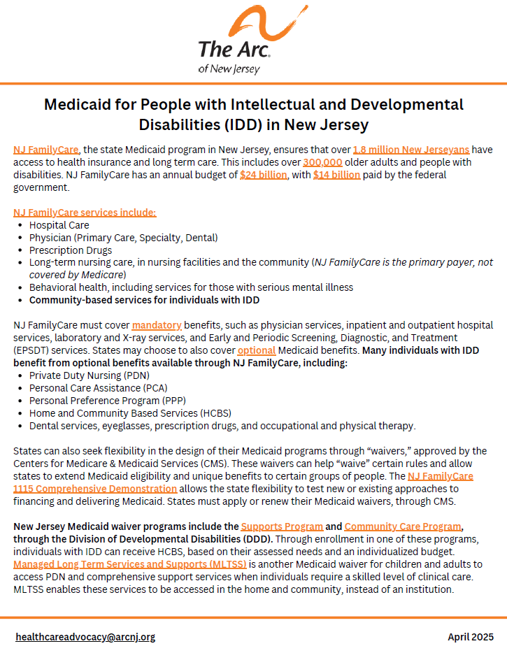 Medicaid for People with IDD in NJ