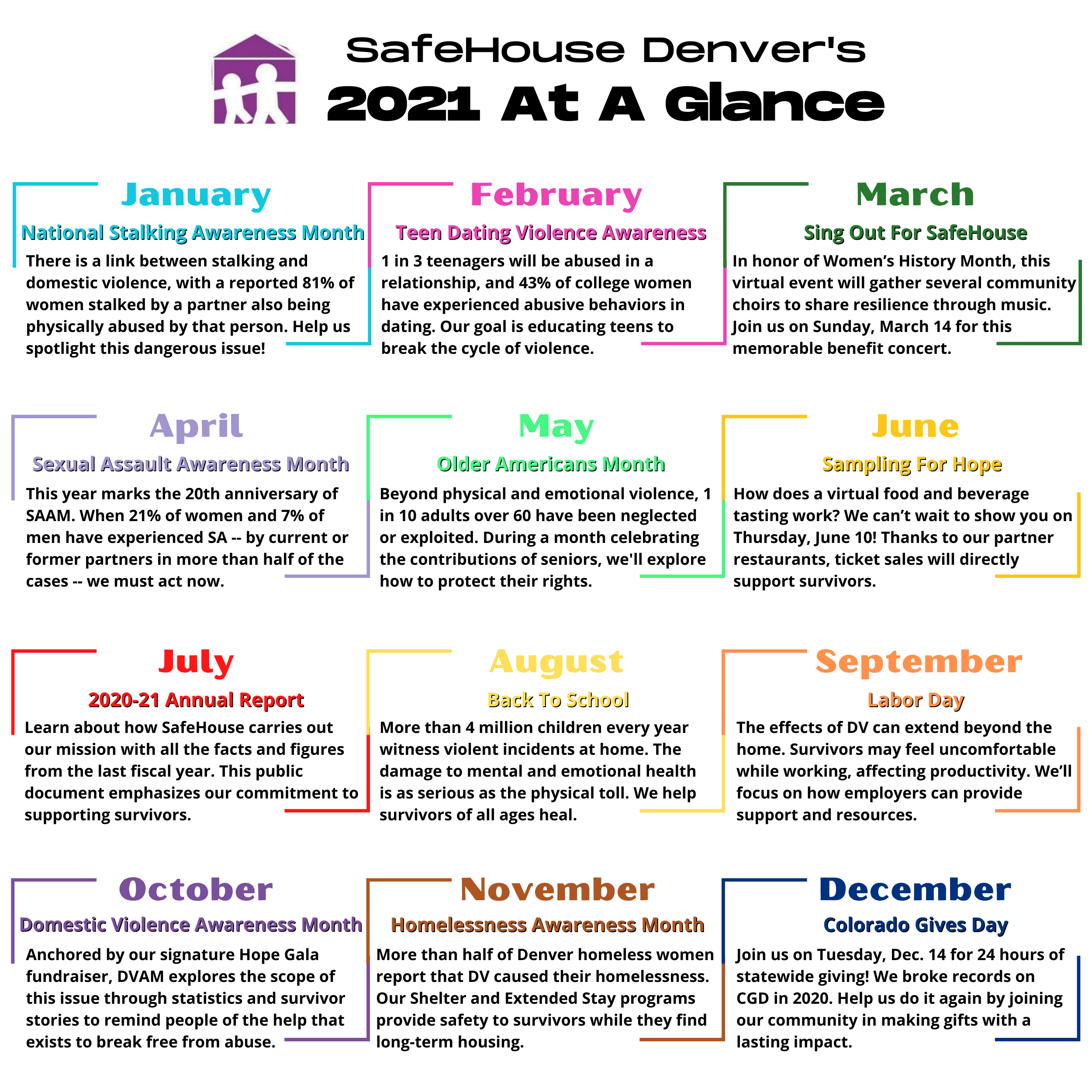 Your Monthly Guide To 2021 At SafeHouse Denver Blog SafeHouse