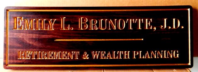C12018 - Carved Engraved Mahogany Plaque for Office of Retirement and Wealth Planning 