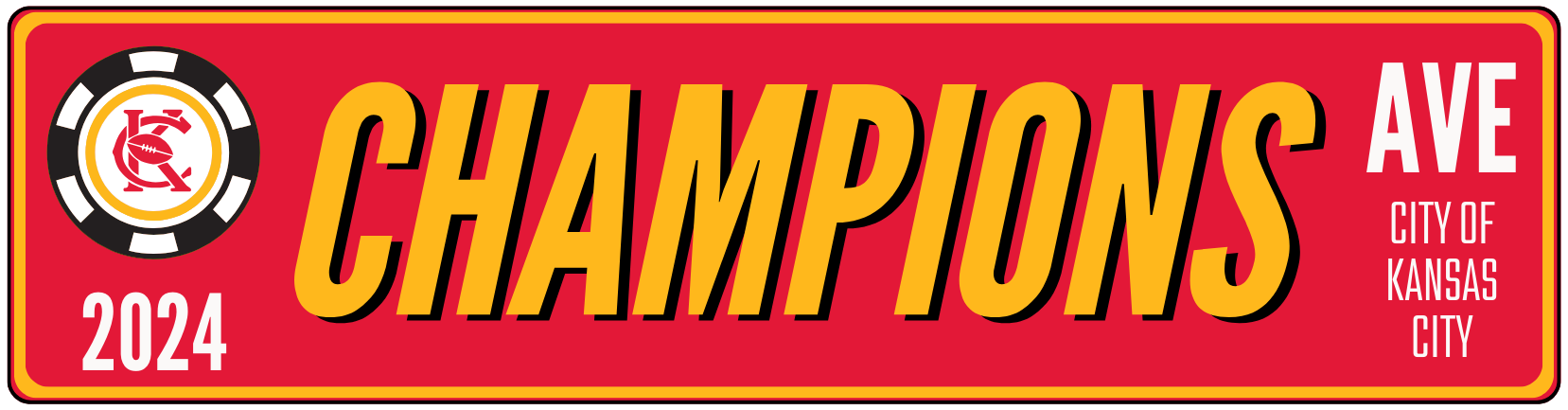2024 Champions Ave 6"x23"  Metal Sign