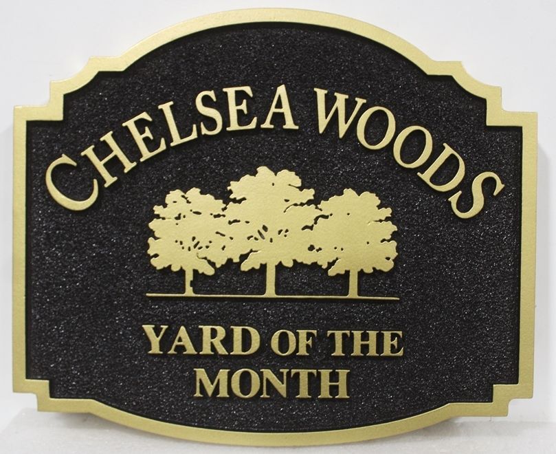 KA23929 - Carved and Sandblasted Yard-of-the-Month Sign for the "Chelsea Woods" HOA