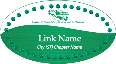 THE LINKS TWO TONE OVAL BLING NAME BADGE