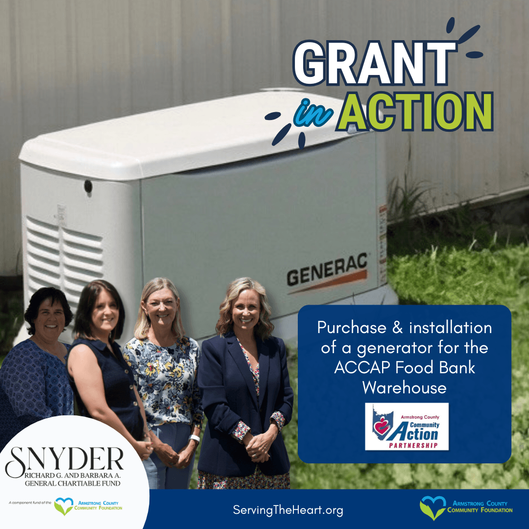 Exterior view of food bank warehouse new generator that will help protect food inventory, maintain operations during power outages, and ensure continued service to families in need.