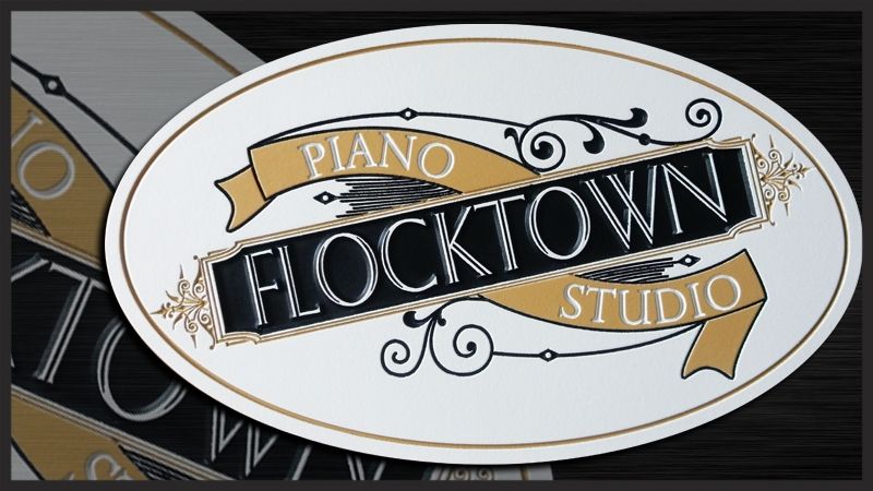 SA28519 - Elegant Engraved High-Density-Urethane  Sign for the  "Flocktown Piano Studio"