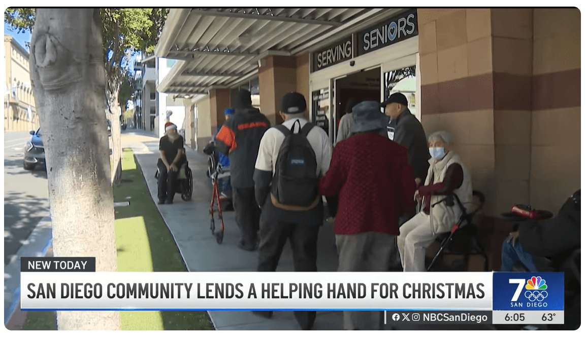 Community holiday meal creates family for seniors in San Diego's Cortez Hill