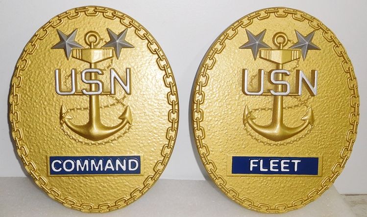 JP-1240 -  Carved Plaque of the Insignia of Command & Fleet, Painted Gold Metallic