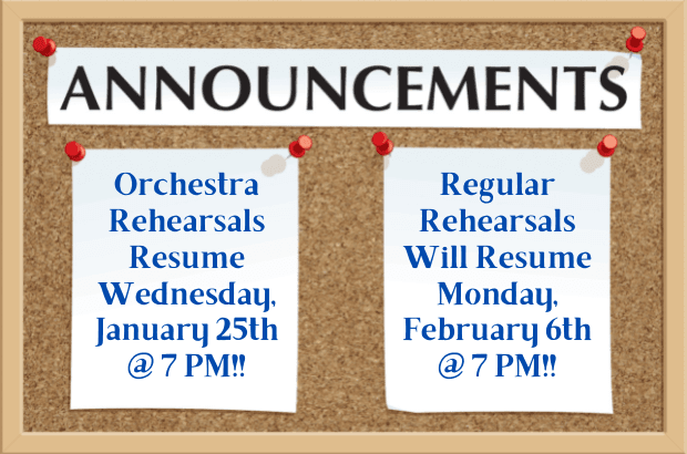 Orchestra Rehearsals Update