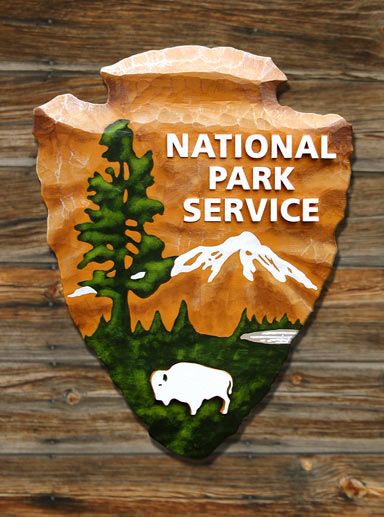G16069- Carved Wood Emblem of the National Park Service, the "Arrow"