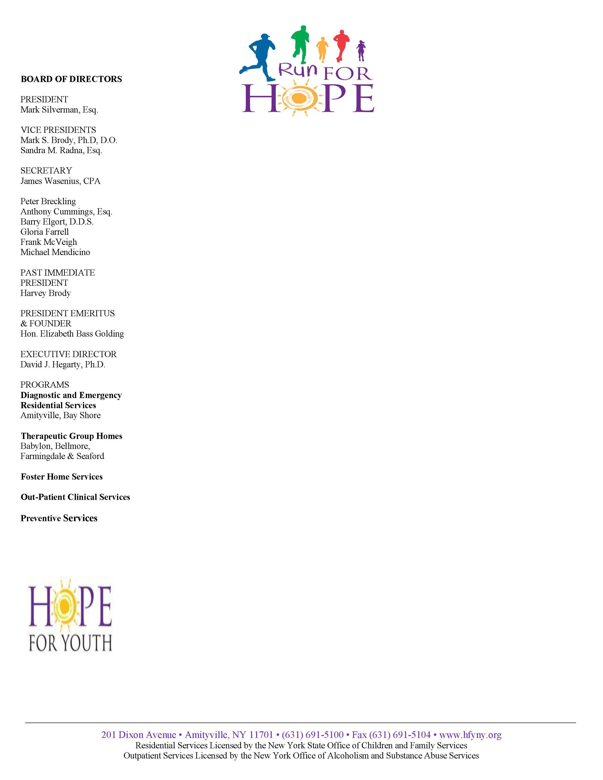 Hope for Youth Letterhead