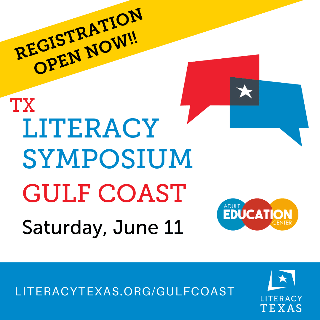 The 2022 Gulf Coast Literacy Symposium will be held on Saturday, June 11, from 9:00 am to 3:00 pm at United Way of Greater Houston