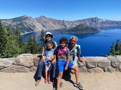 Jamila Larson and family at Crater Lake