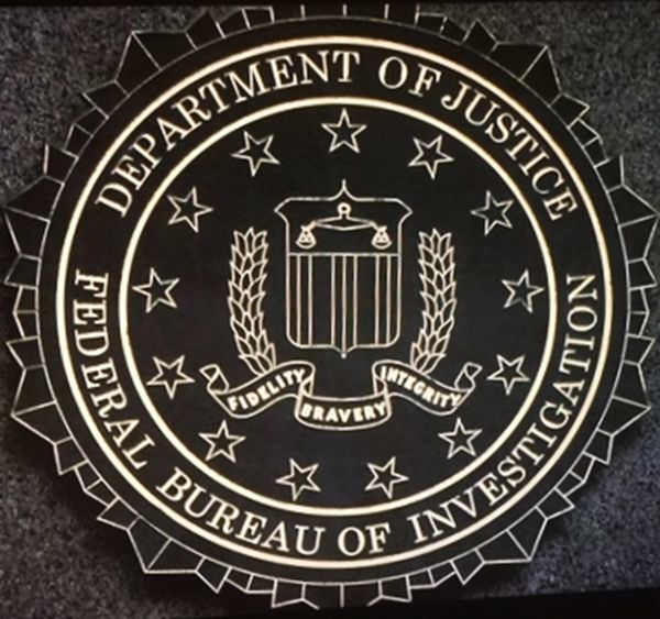 AP-2416 0 - Carved 2.5-D Outline Relief HDU Plaque of the Seal of the Federal Bureau of Investigation (FBI)