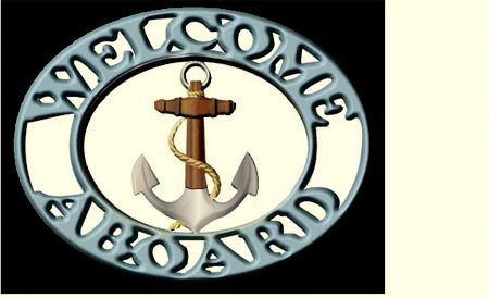 L22548 - Carved Wood Welcome Aboard Plaque for Boat or Nautical Home