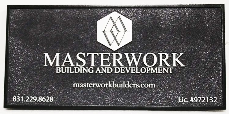 SC38116  - Carved Sign for the "Masterwork Building and Development" Company